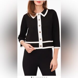 Halogen Black and White Golden Button Knit Cardigan